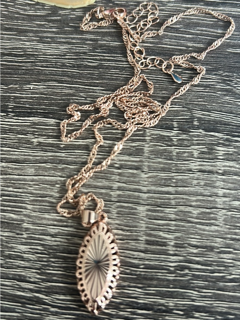 Delicate 14K Rose Gold Marquise Pendant Necklace